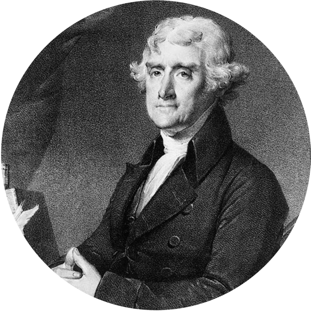 Portrait de Thomas Jefferson, amateur d'œnologie.