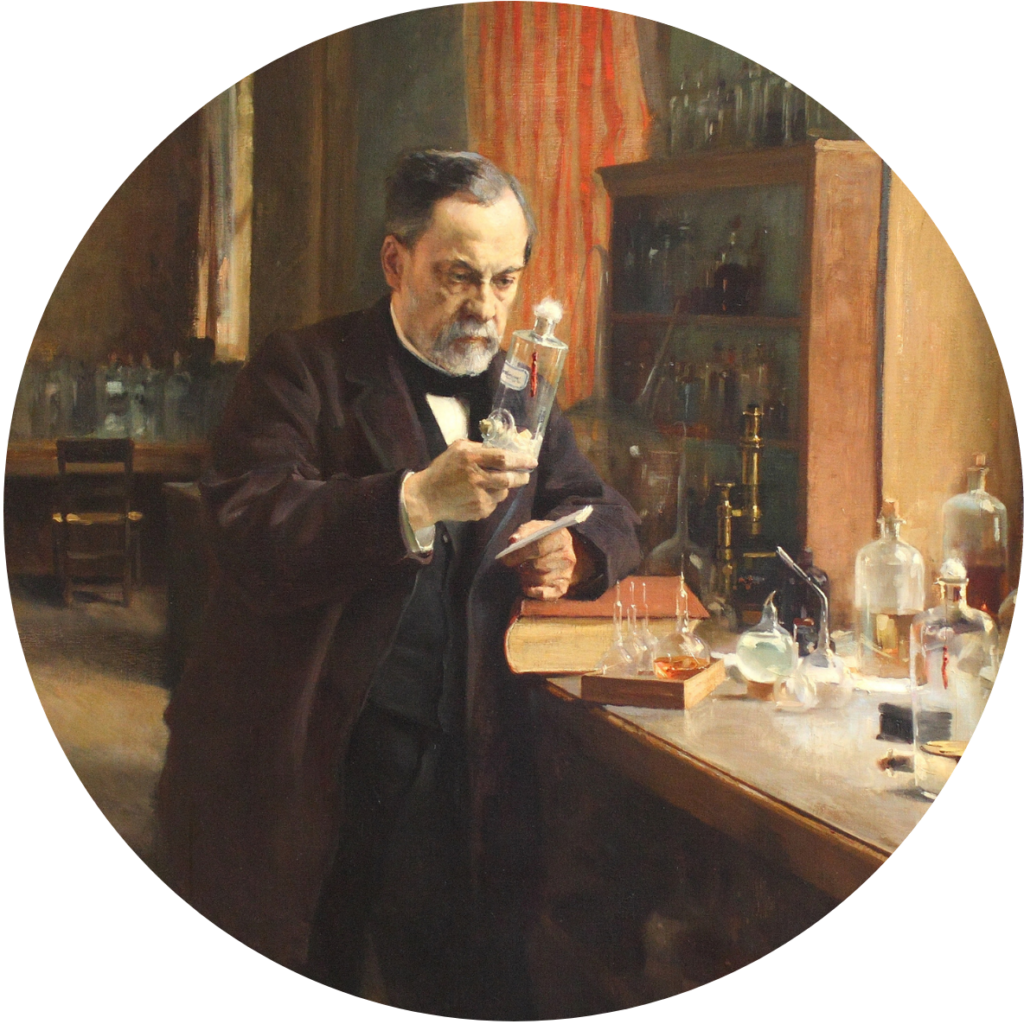 Portrait de Louis Paster, qui vante les effets bénéfiques du vin sur la santé... avec modération bien sûr.