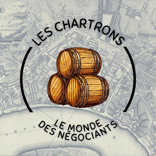 Logo avec des barriques de vin, pour illustrer l'événement "Les Chartrons, le monde des négociants".