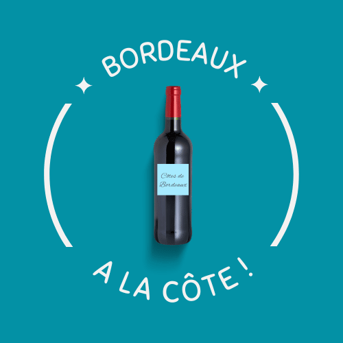 Une bouteille de vin rouge avec comme étiquette "Cotes de Bordeaux", pour illustrer l'événement "Bordeaux a la côte".